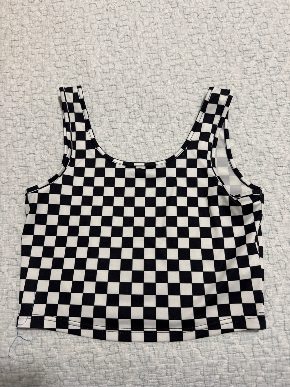 Checkerboard Crop Tank Top - Black & White